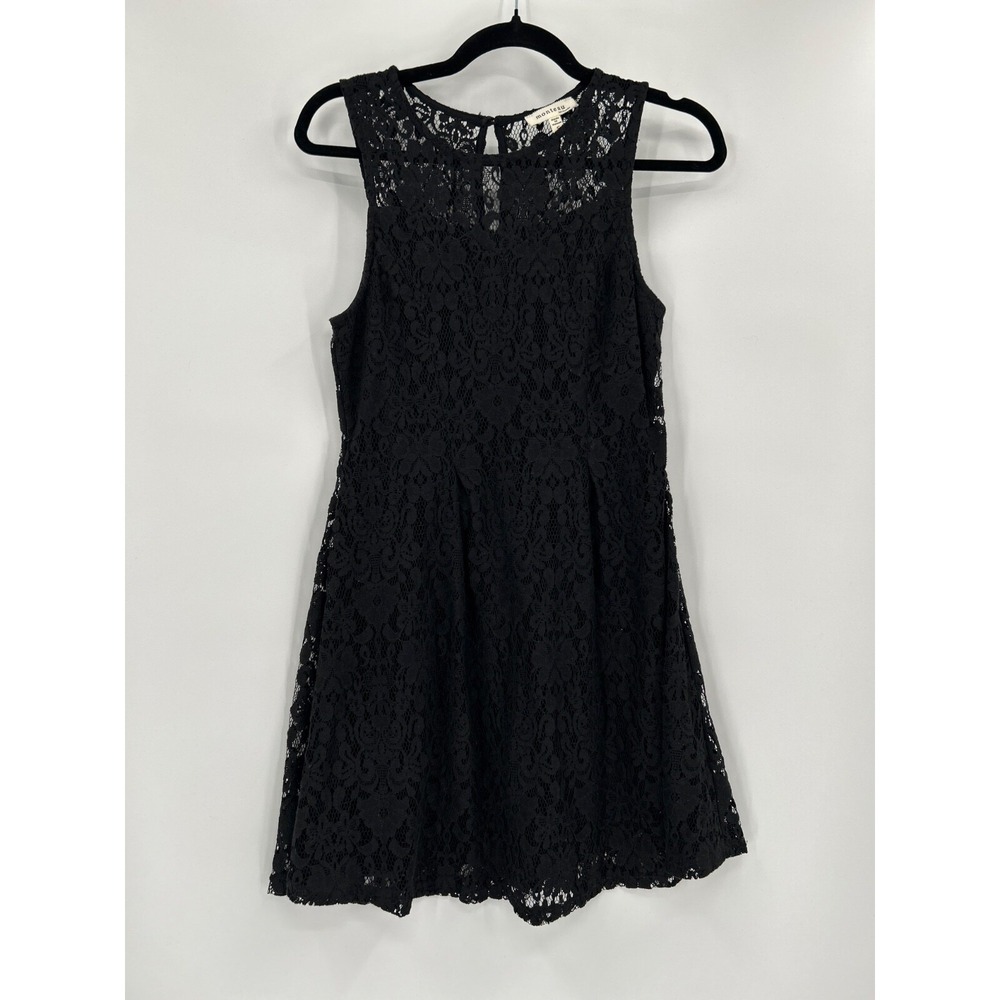 Monteau Size S Black Lace Lined Knee‎ Length Dress Corporate Goth Fairy Grunge